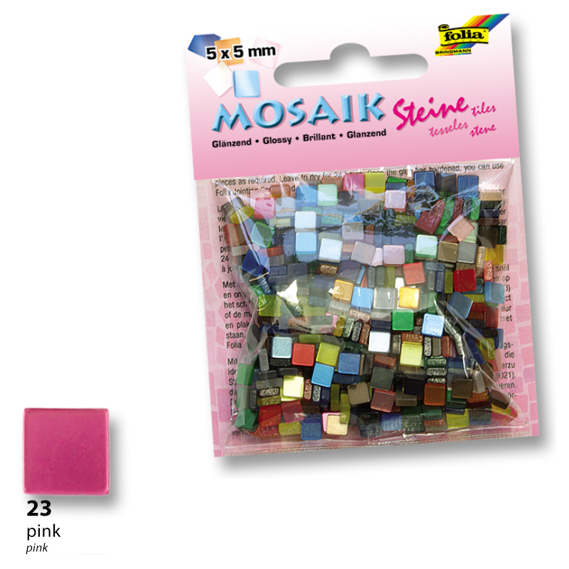 Folia mozaik műgyanta kocka fényes 5x5mm pink