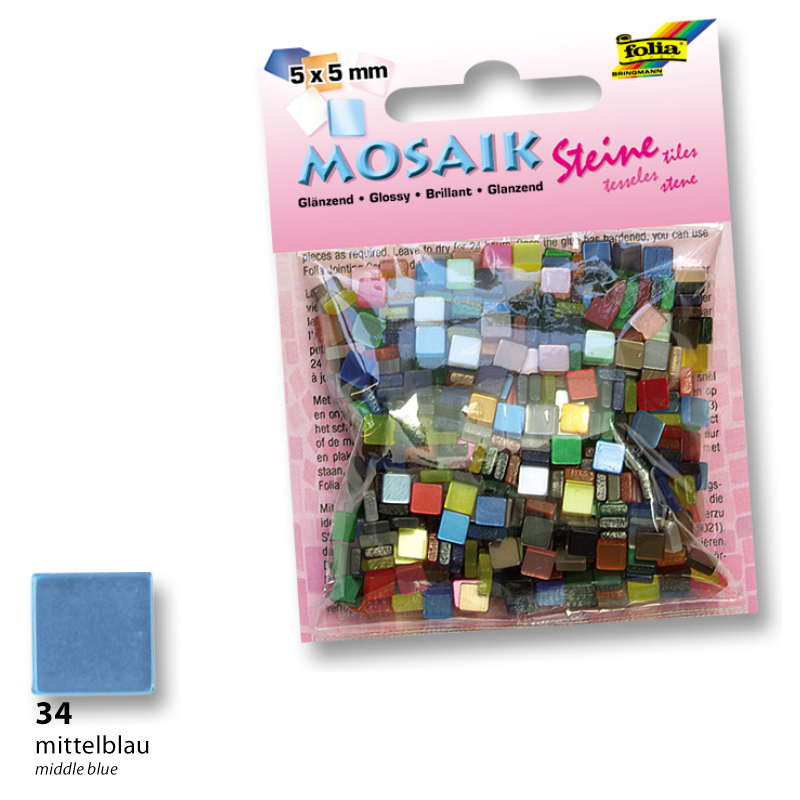 Folia mozaik műgyanta kocka fényes 5x5mm kék