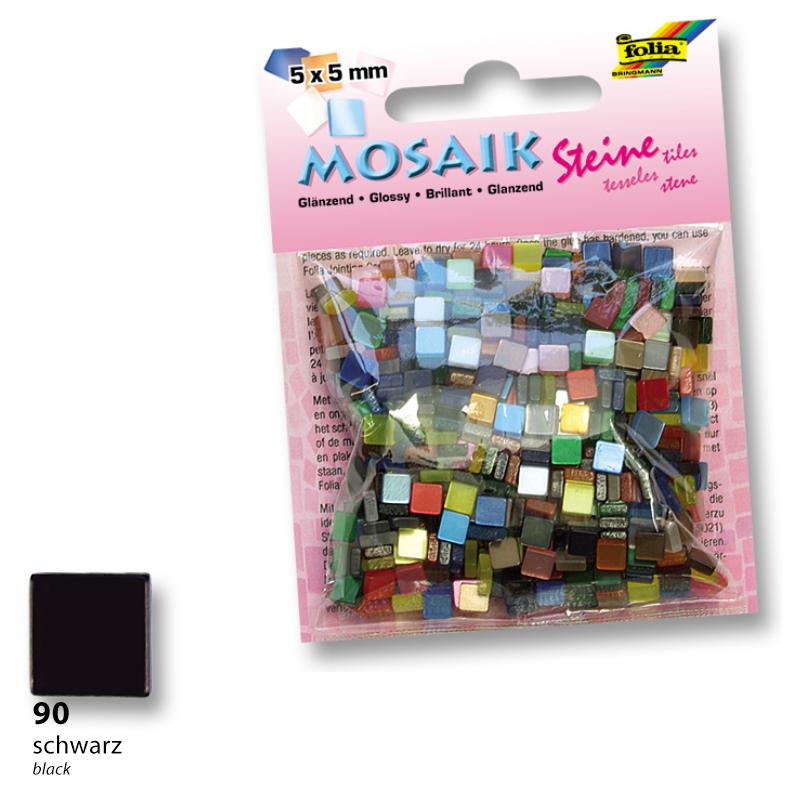 Folia mozaik műgyanta kocka fényes 5x5mm fekete