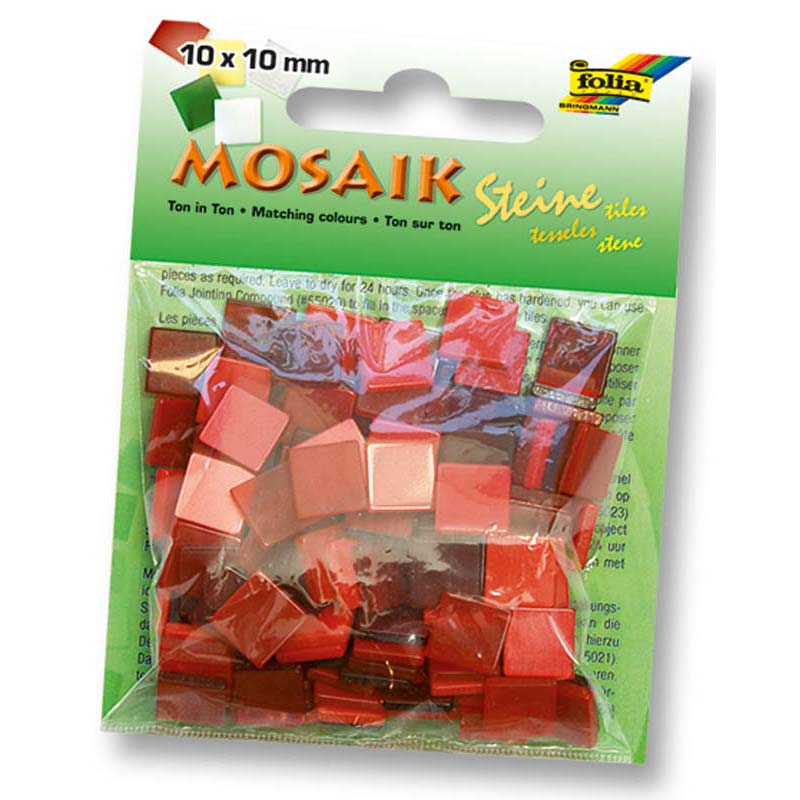 Folia mozaik műgyanta kocka 10x10mm piros árny.
