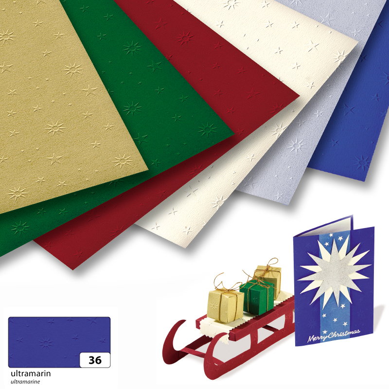 Folia színes karton 50x70cm 220gr csillag dombornyomott 5ív/csomag - ultramarin kék