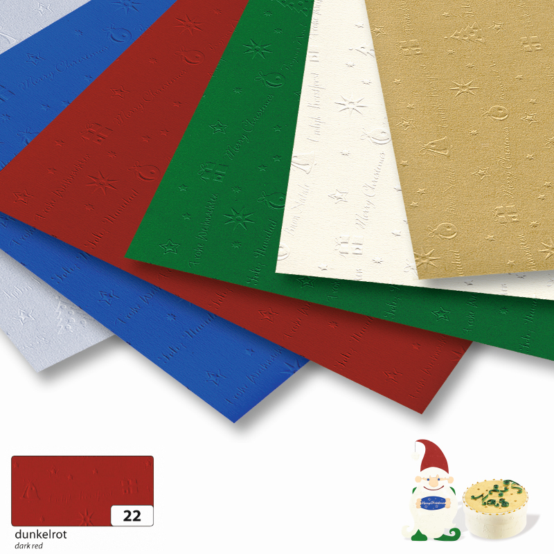 Folia színes karton 50x70cm 220gr karácsony dombornyomott 5ív/csomag - sötét vörös