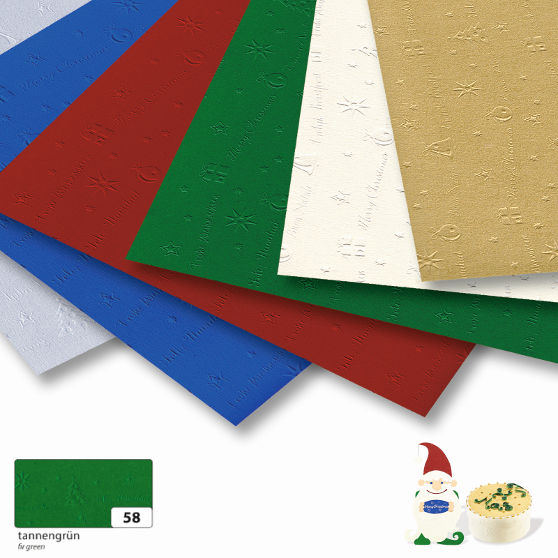 Folia színes karton 50x70cm 220gr karácsony dombornyomott 5ív/csomag - zöld