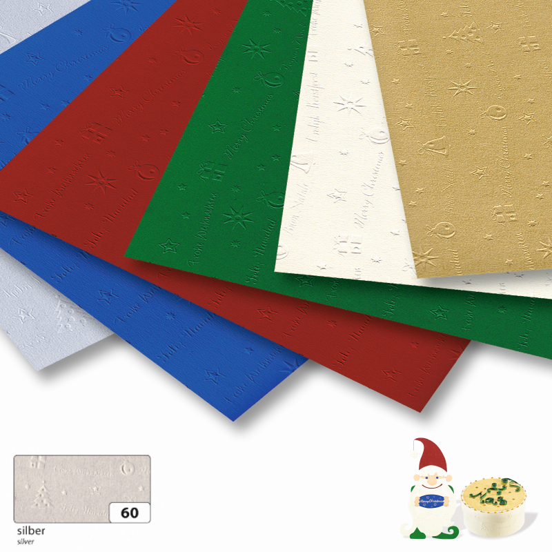 Folia színes karton 50x70cm 220gr karácsony dombornyomott 5ív/csomag - ezüst