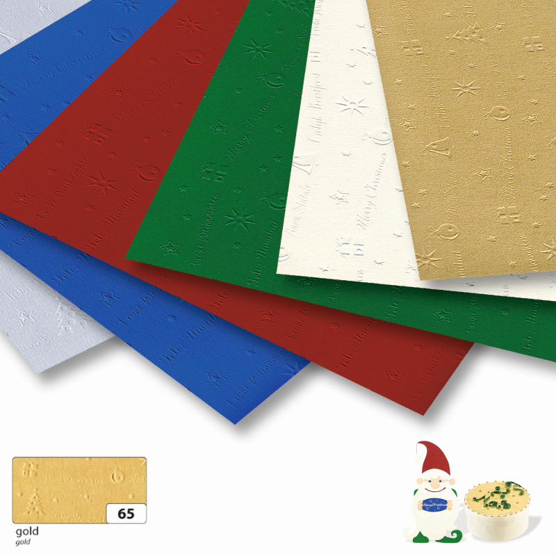 Folia színes karton 50x70cm 220gr karácsony dombornyomott 5ív/csomag - arany