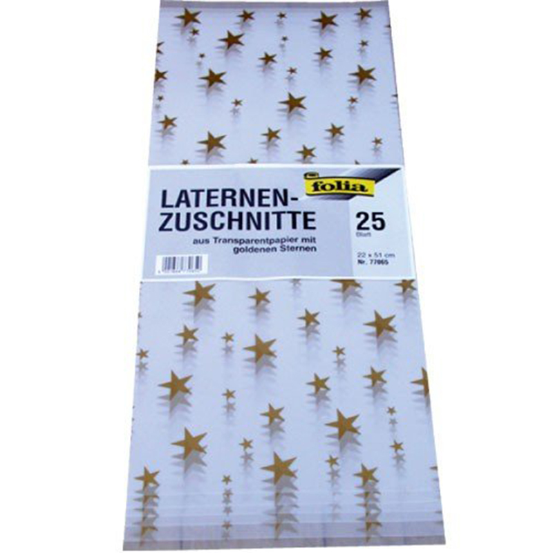 Folia lámpás papír 22x51cm 25ív arany csillagokkal