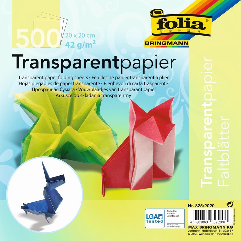 Folia origami papír színes általános20x20cm 500 ív ve