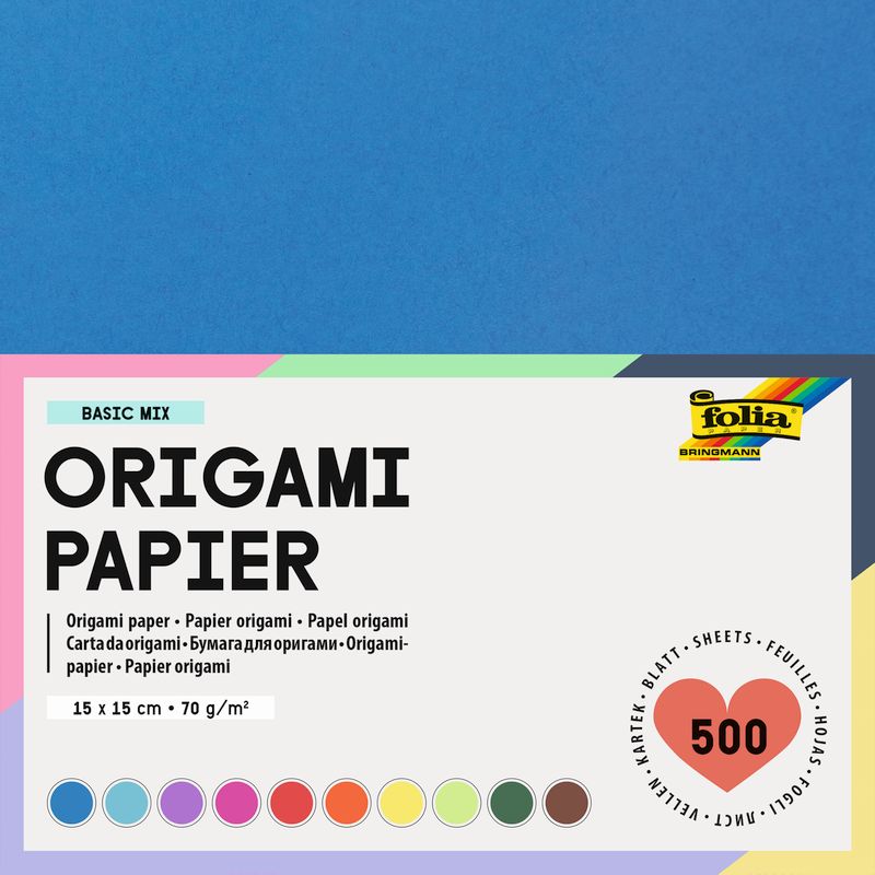 Folia origami papír 15x15cm 70g 500 ív vegyes