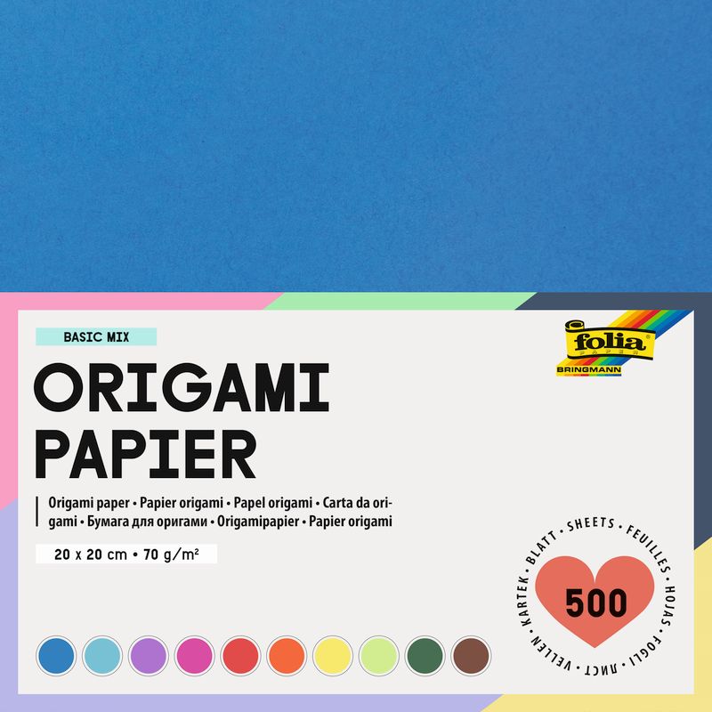 Folia origami papír 20x20cm 70g 500 ív vegyes