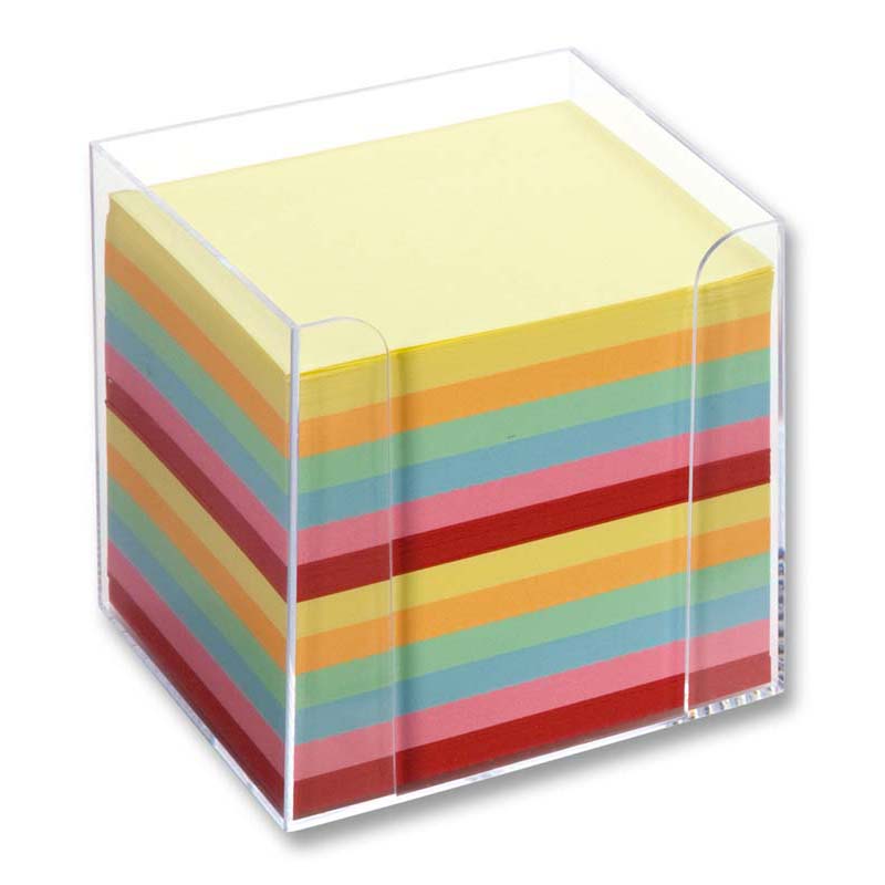 Folia jegyzettömb általános műanyag tartóban 9,5x9,5x9,5cm 700lapos színe