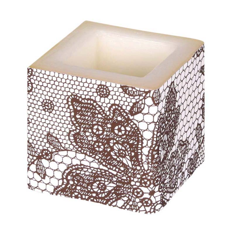 Riethmüller gyertya 8x8cm barna/fehér autumn-winter