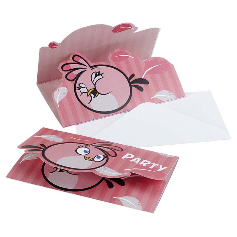 Amscan meghívókártya + boríték 6db PINK BIRD