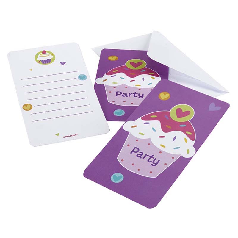 Amscan meghívókártya + boríték 6db CUPCAKE