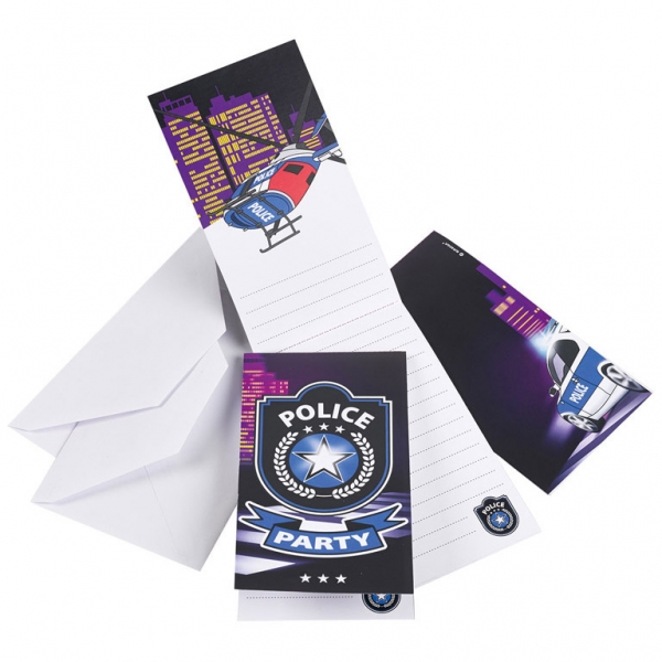 Amscan meghívókártya + boríték 8db POLICE
